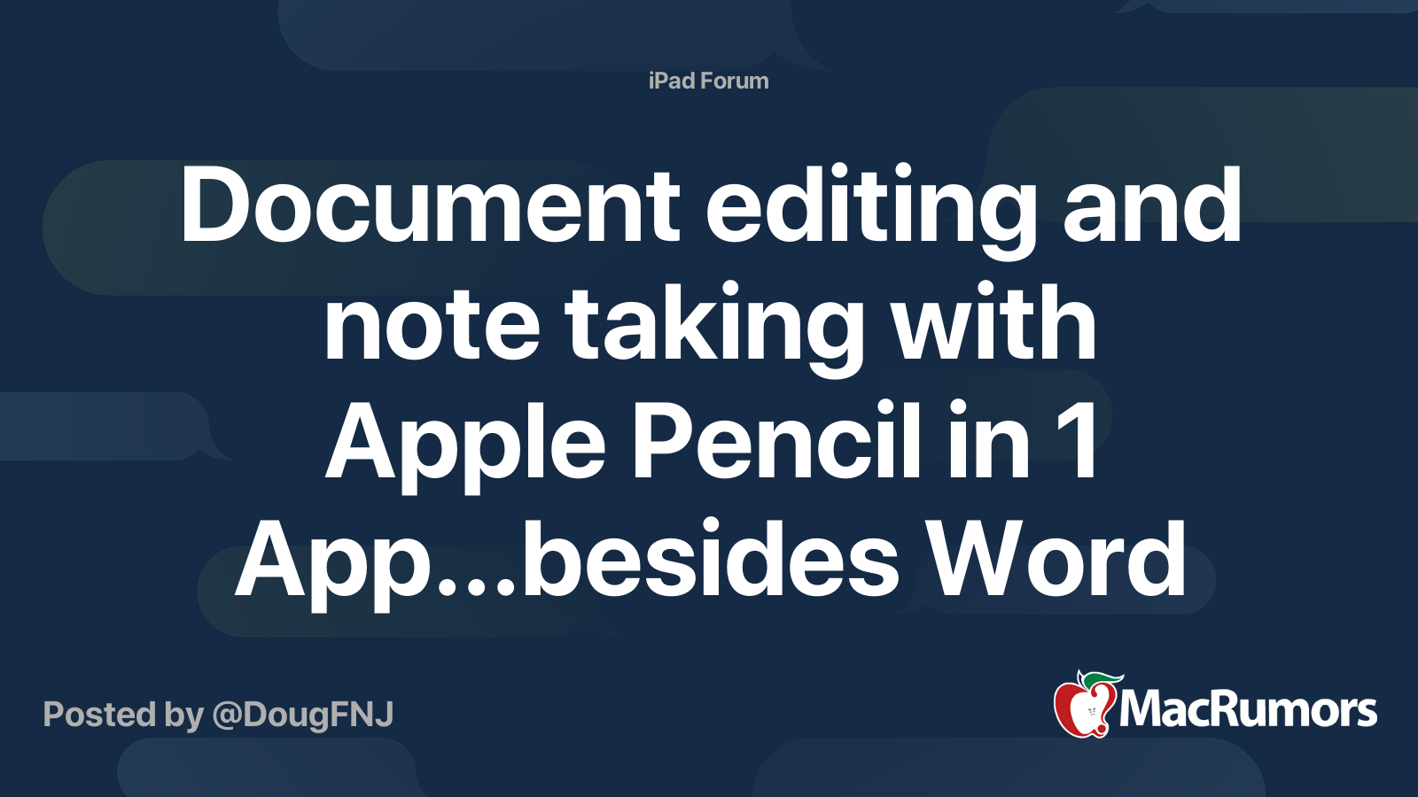 Document editing and note taking with Apple Pencil in 1 App...besides Word MacRumors Forums