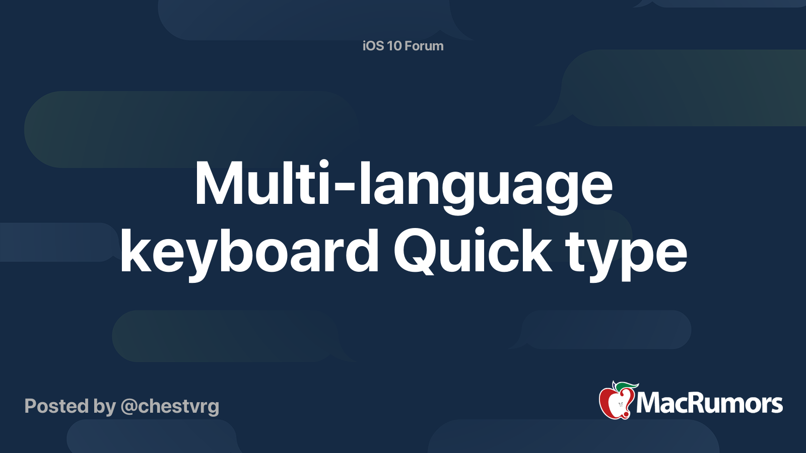 Multi-language keyboard Quick type | MacRumors Forums