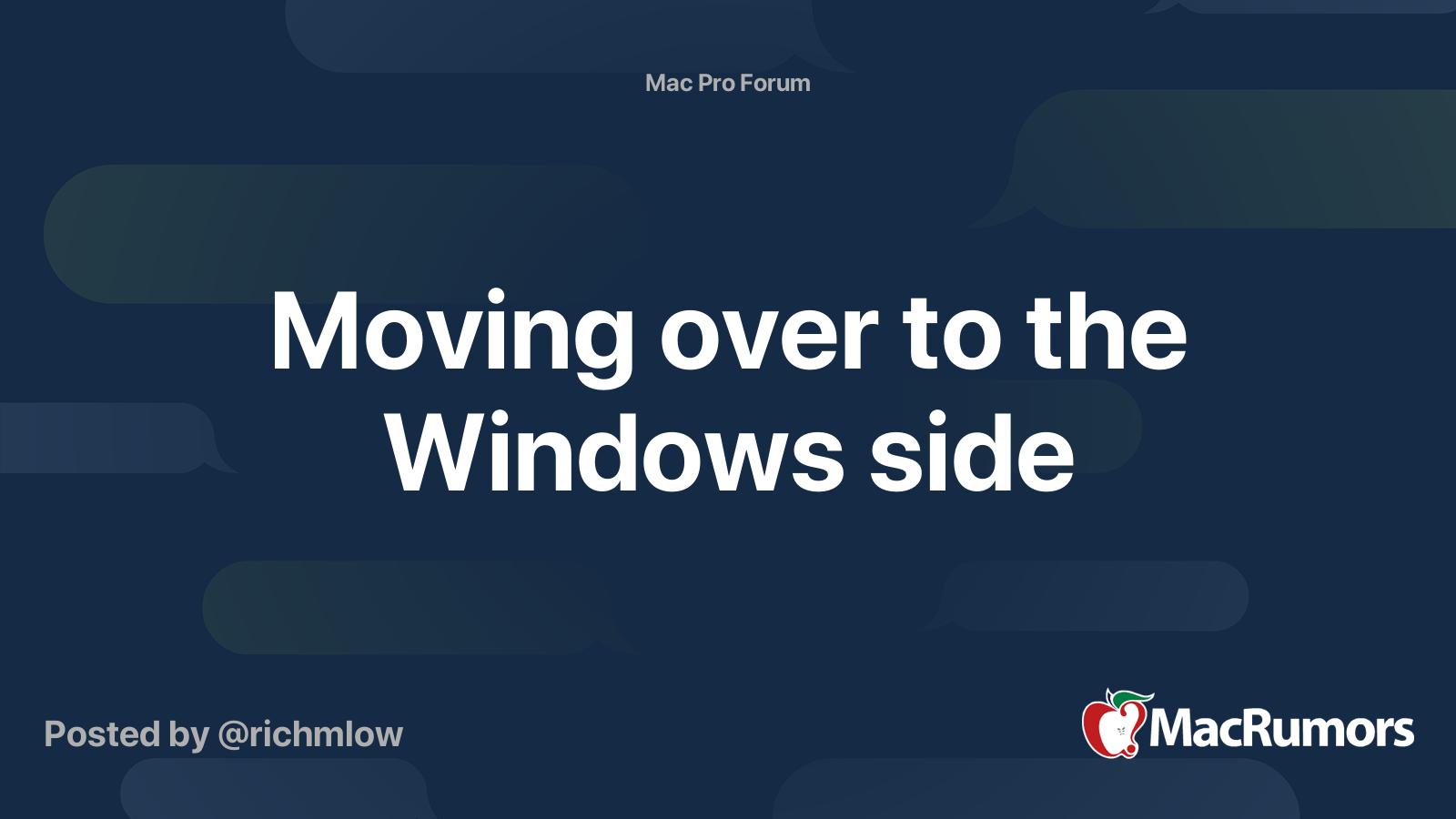 Moving Over To The Windows Side MacRumors Forums