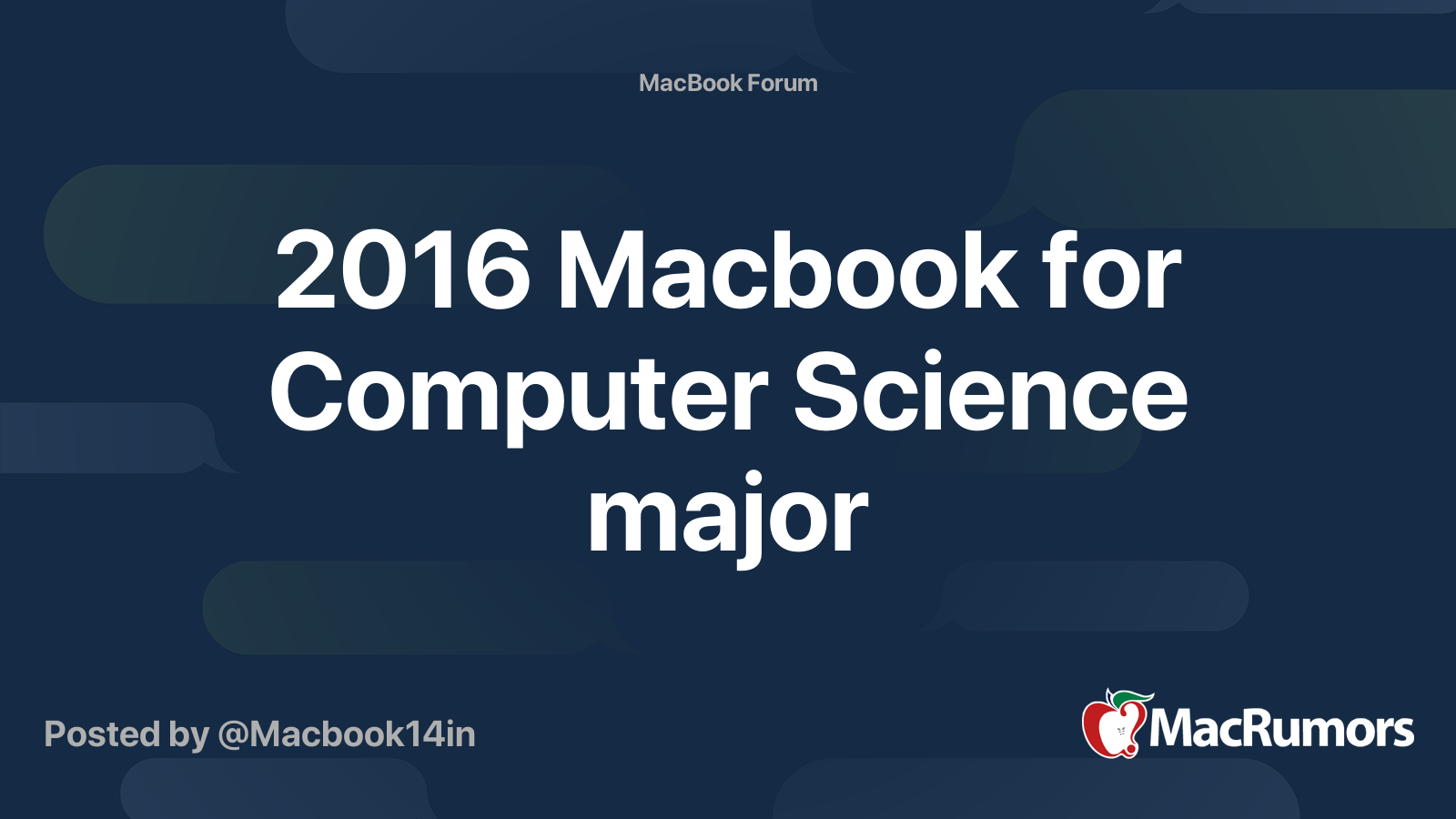2016 Macbook for Computer Science major MacRumors Forums