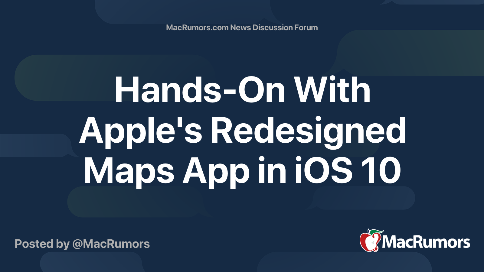 Hands-On With Apple's Redesigned Maps App in iOS 10 | MacRumors Forums