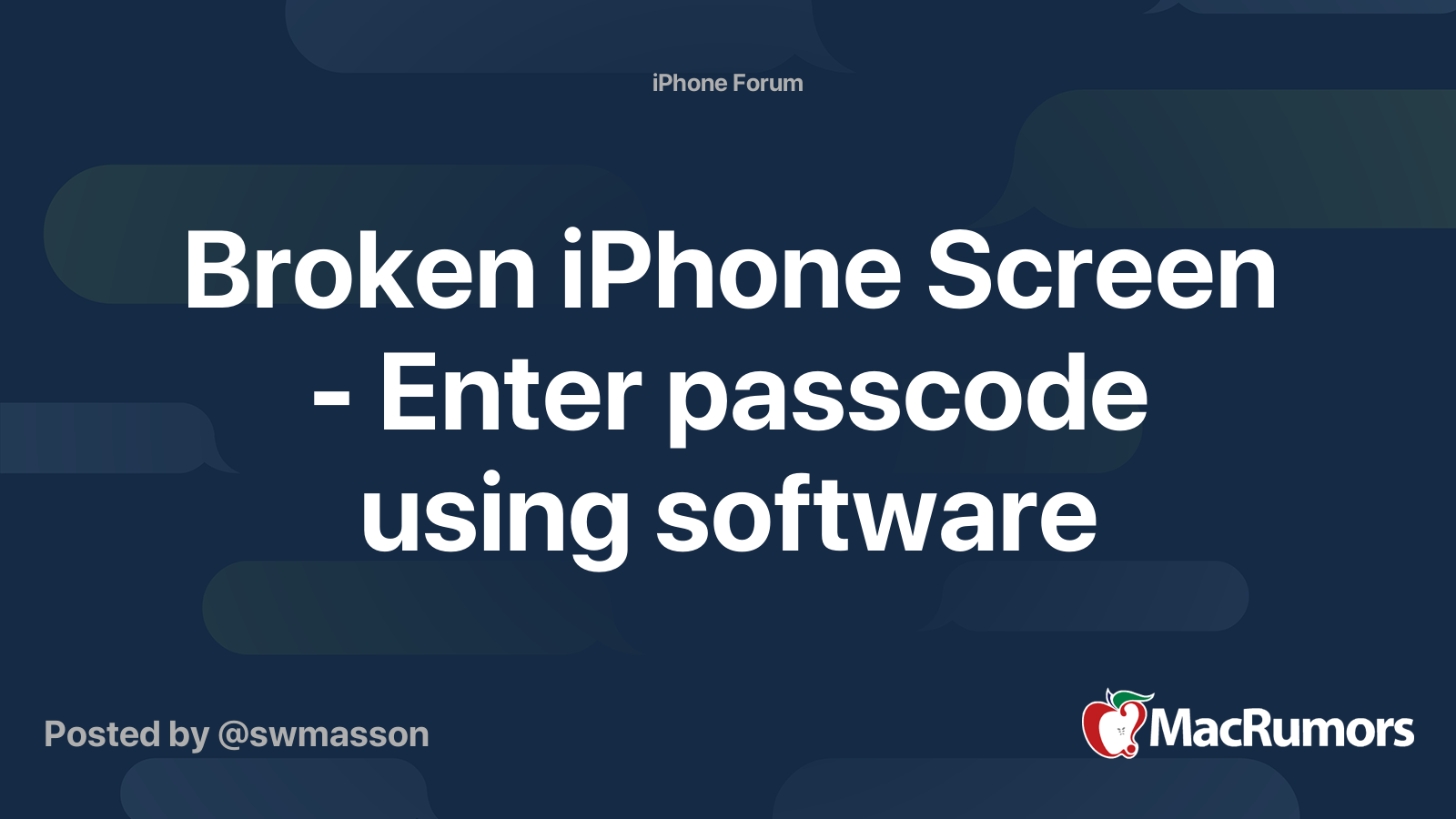 Broken Iphone Screen Enter Passcode Using Software Macrumors Forums