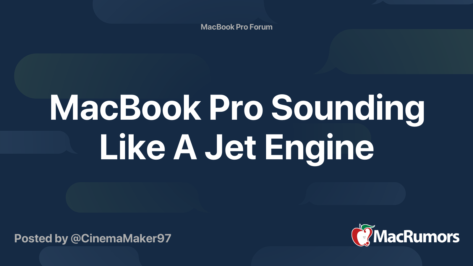 MacBook Pro Sounding Like A Jet Engine | MacRumors Forums