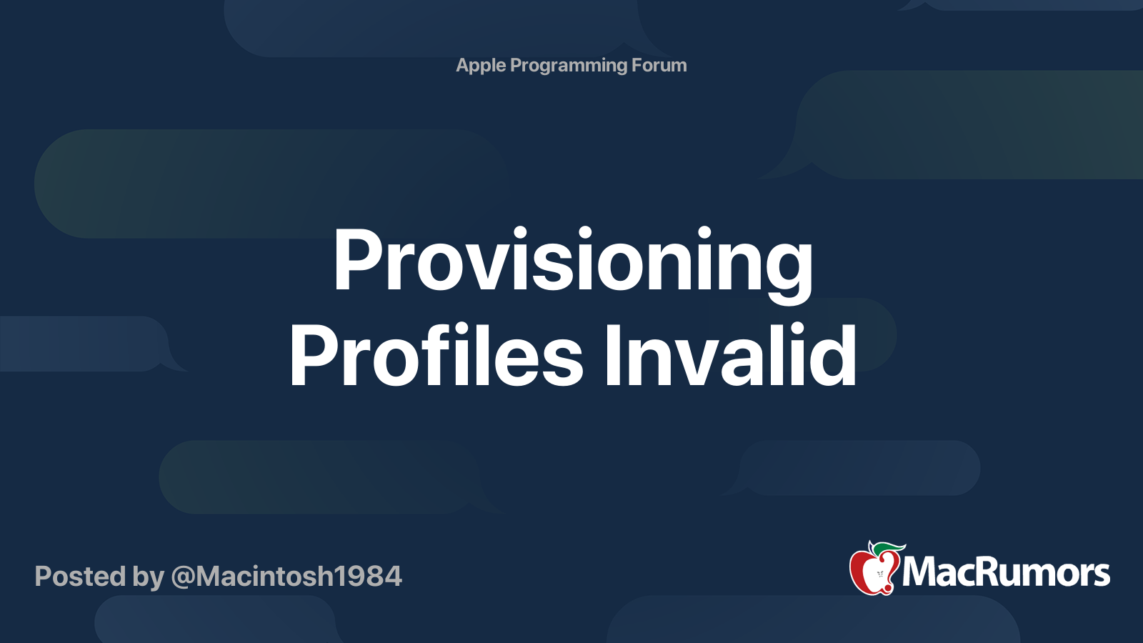 Provisioning Profiles Invalid MacRumors Forums