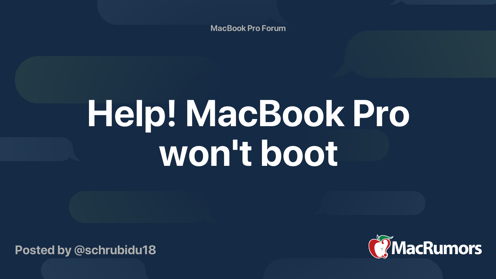 Help! MacBook Pro won't boot | MacRumors Forums