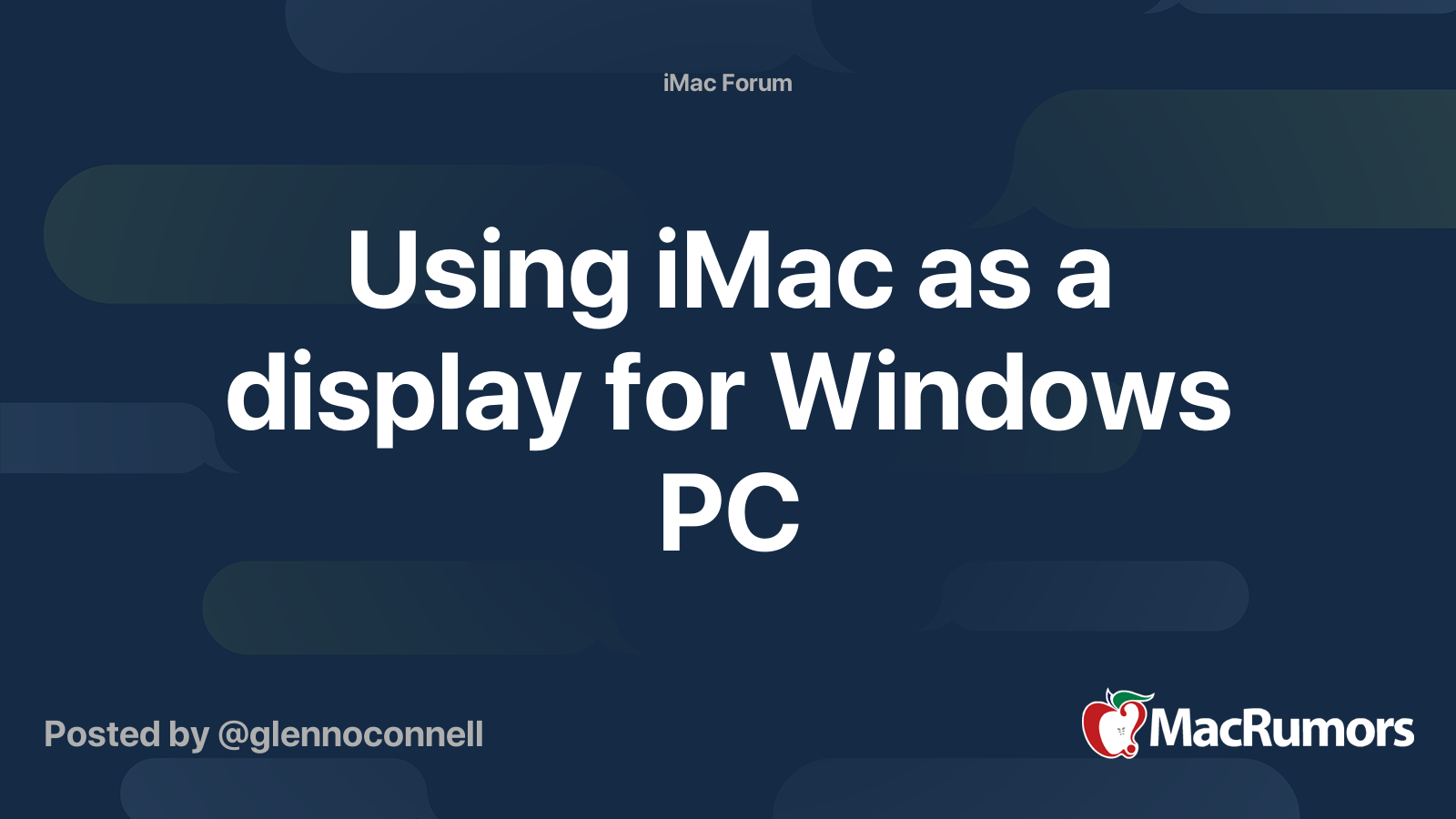Using iMac as a display for Windows PC MacRumors Forums