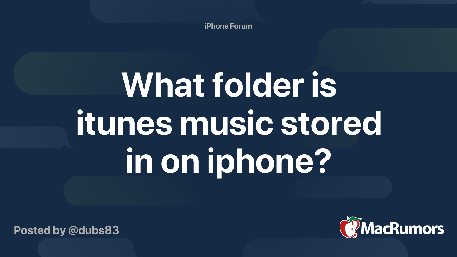 What Folder Is Itunes Music Stored In On Iphone Macrumors Forums