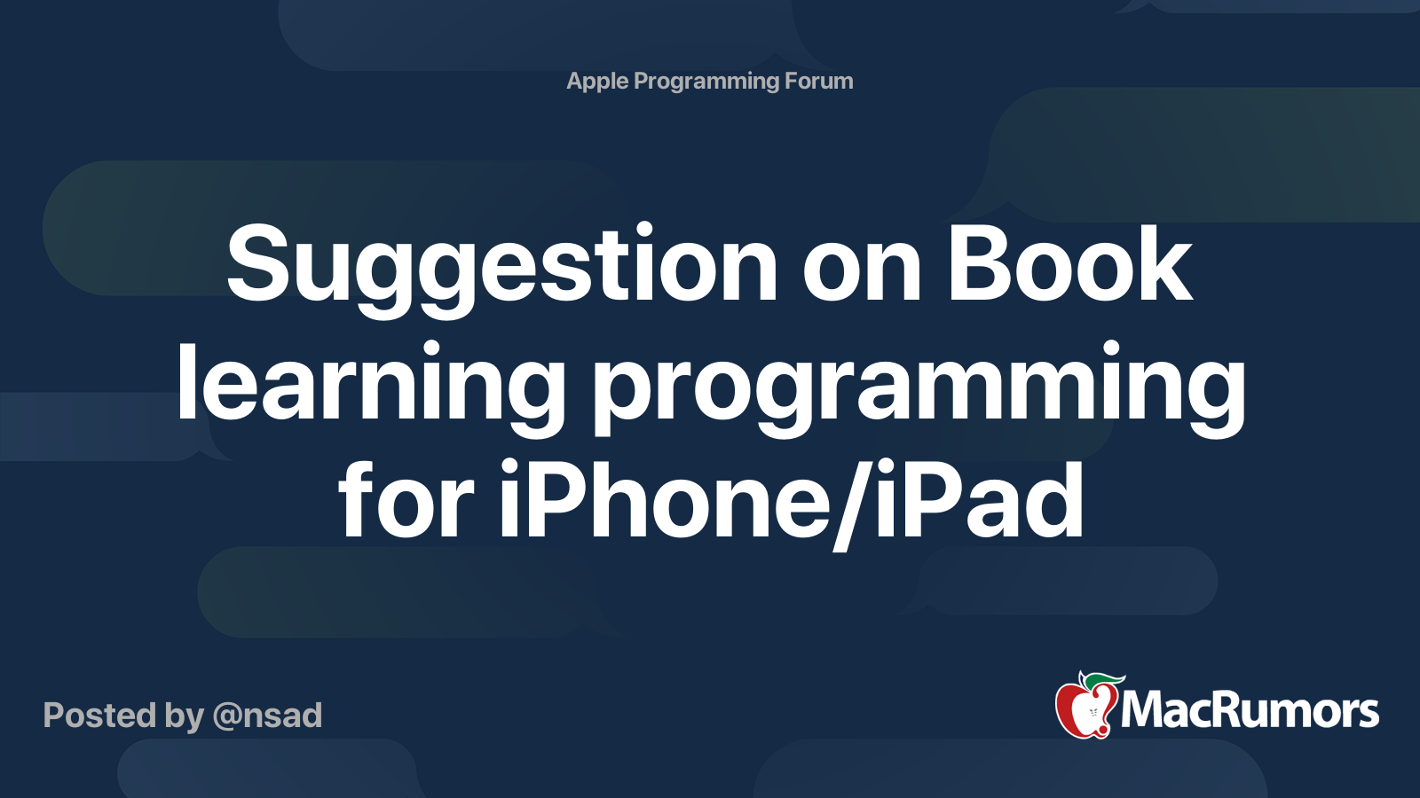 Suggestion on Book learning programming for iPhone/iPad | MacRumors Forums
