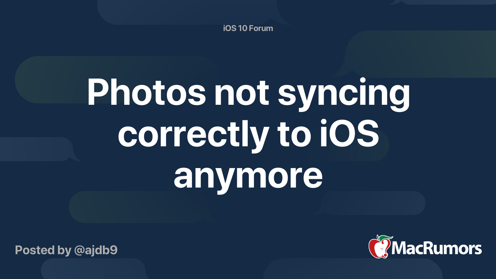 Photos not syncing correctly to iOS anymore MacRumors Forums