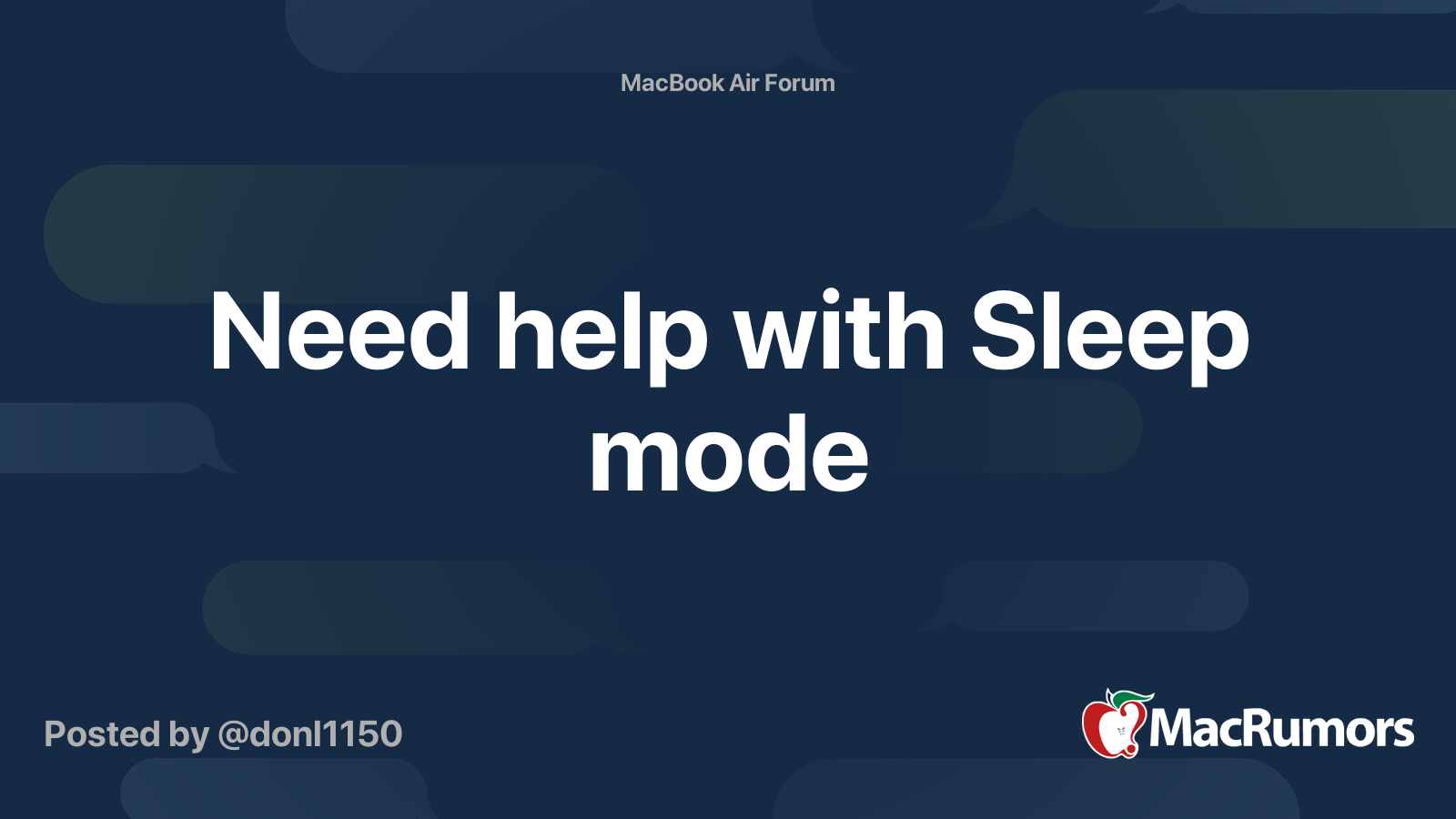 Need Help With Sleep Mode MacRumors Forums