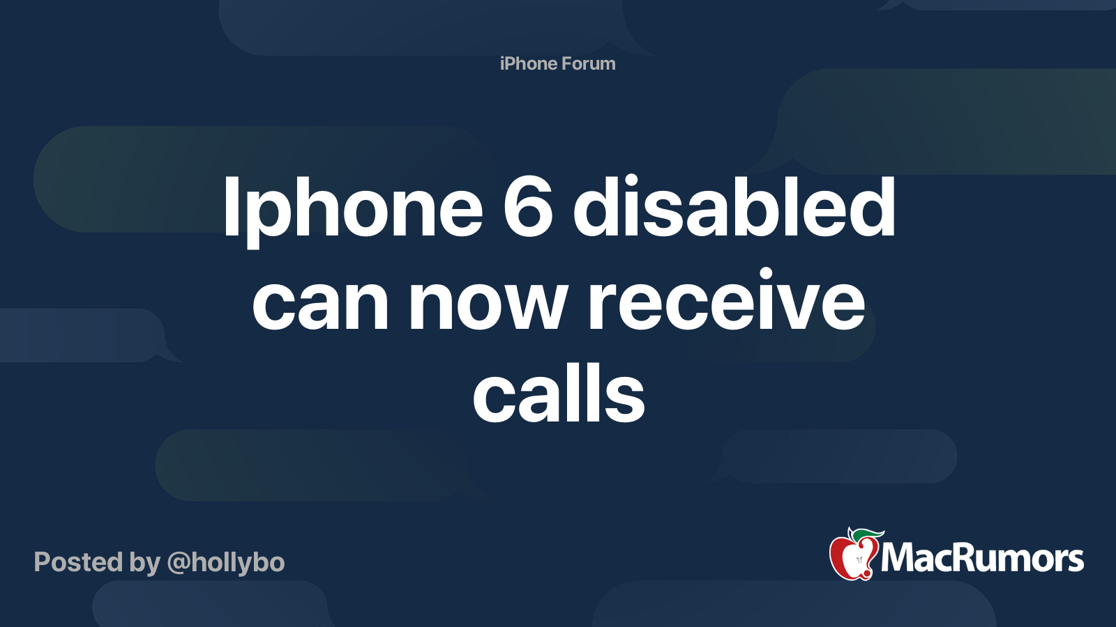 Iphone 6 disabled can now receive calls | MacRumors Forums