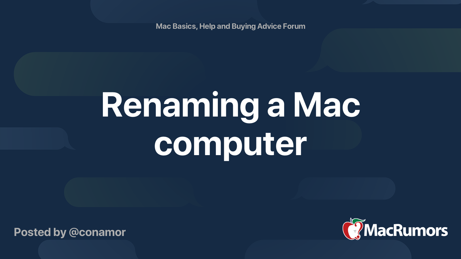 Renaming a Mac computer | MacRumors Forums