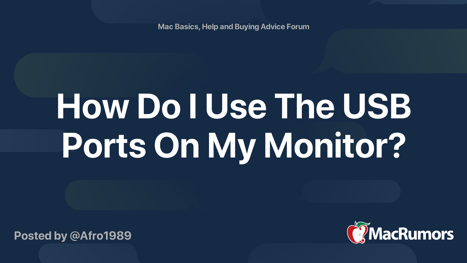 How Do I Use The USB Ports On My Monitor? MacRumors Forums