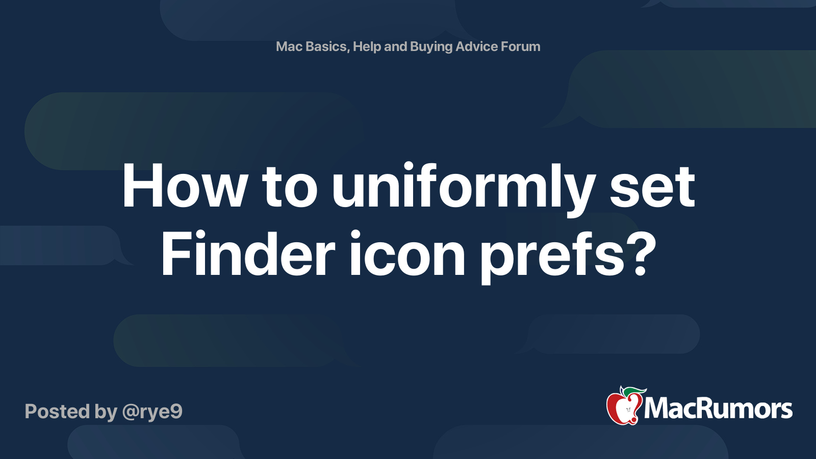 How to uniformly set Finder icon prefs? | MacRumors Forums