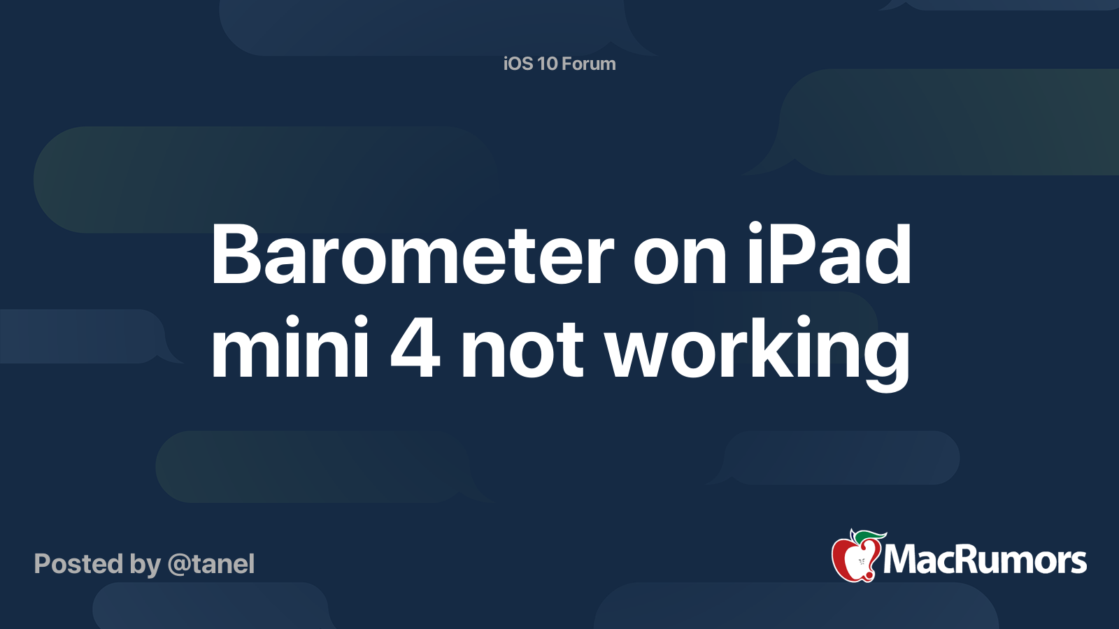 Barometer on iPad mini 4 not working MacRumors Forums