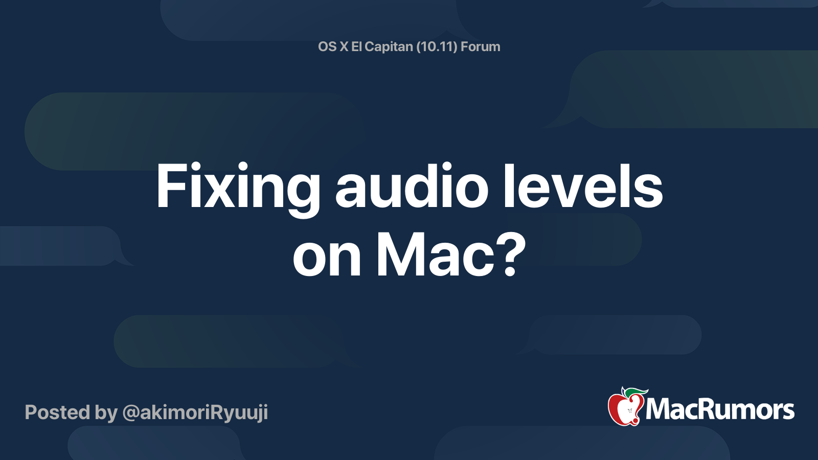 Fixing audio levels on Mac? MacRumors Forums