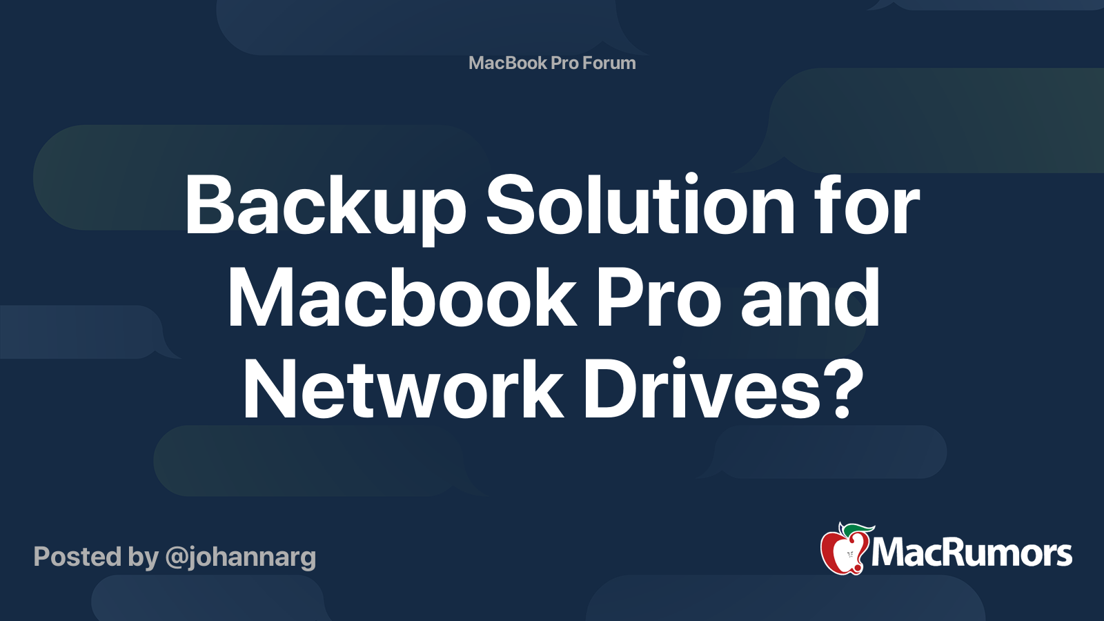Backup Solution for Macbook Pro and Network Drives? MacRumors Forums