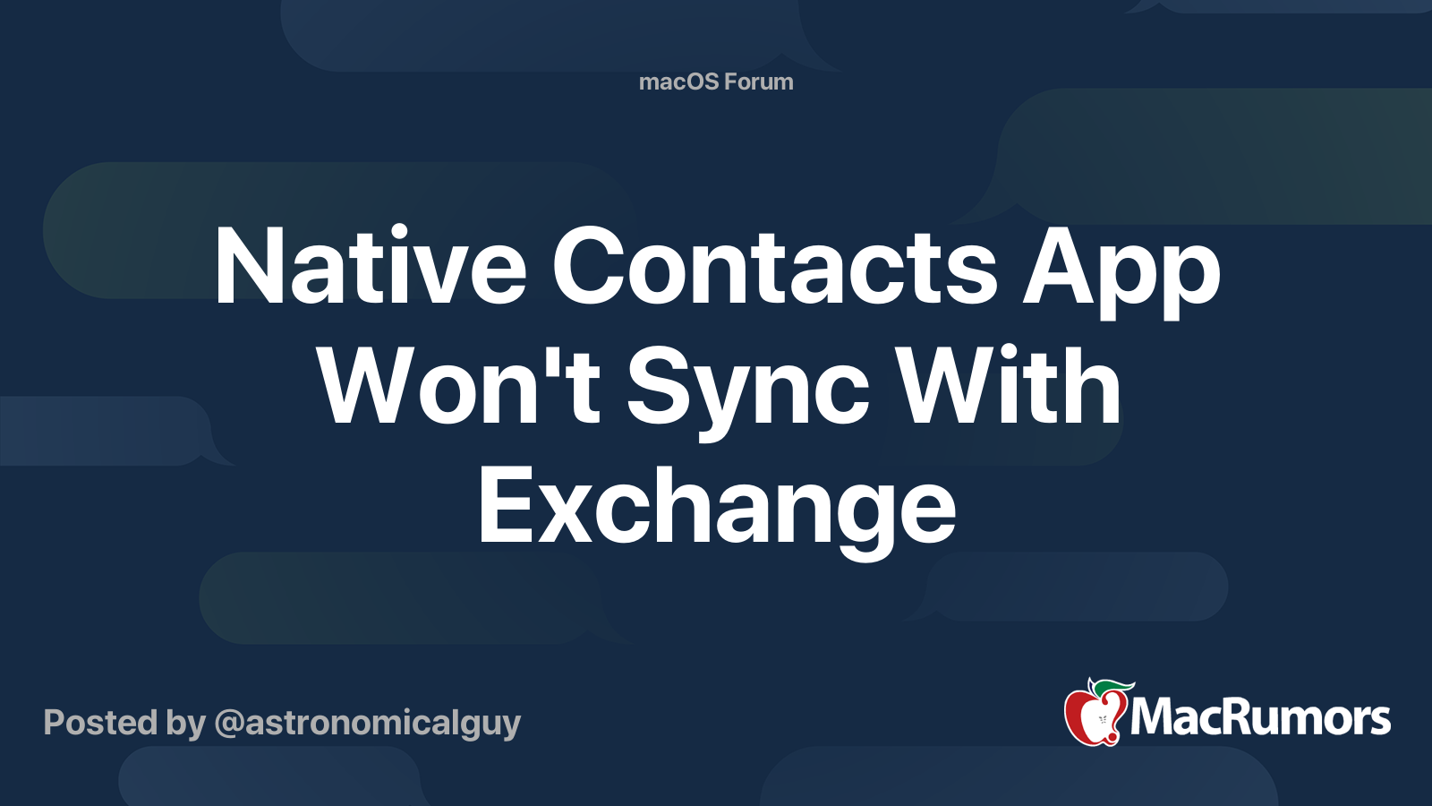 Native Contacts App Won't Sync With Exchange | MacRumors Forums