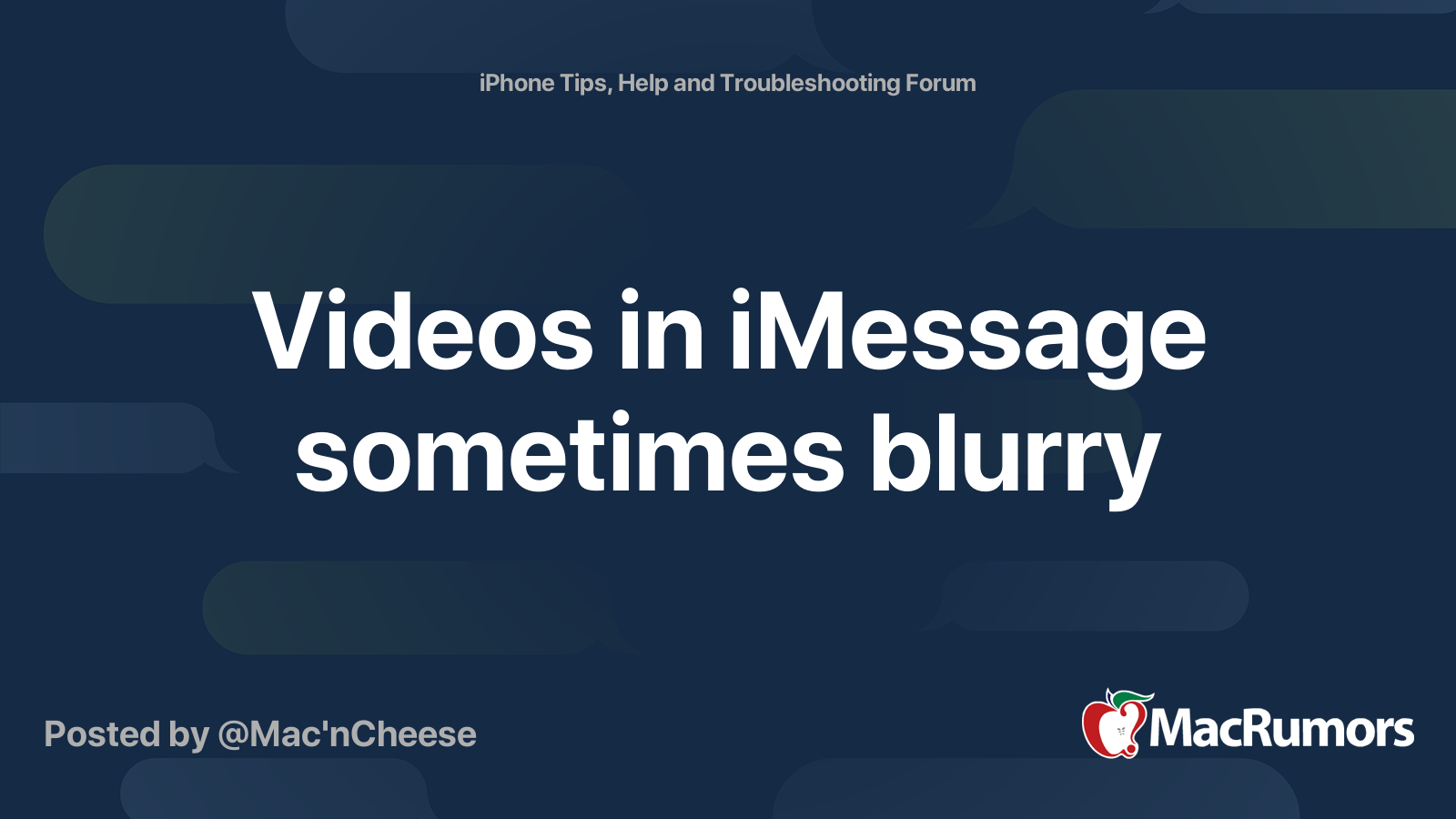 Videos in iMessage sometimes blurry MacRumors Forums