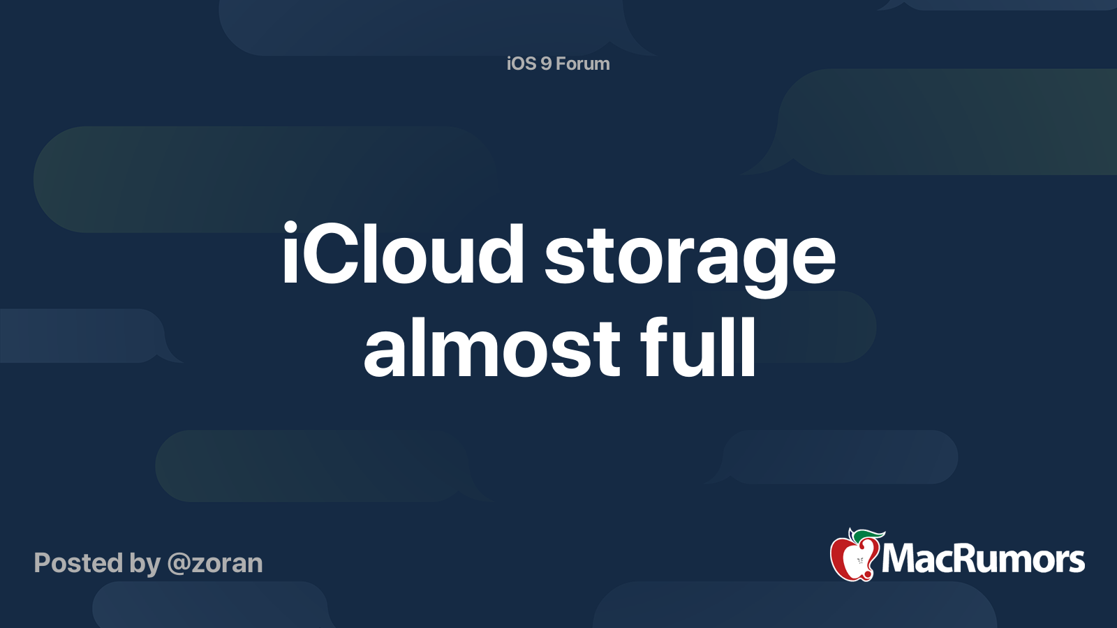 iCloud storage almost full MacRumors Forums