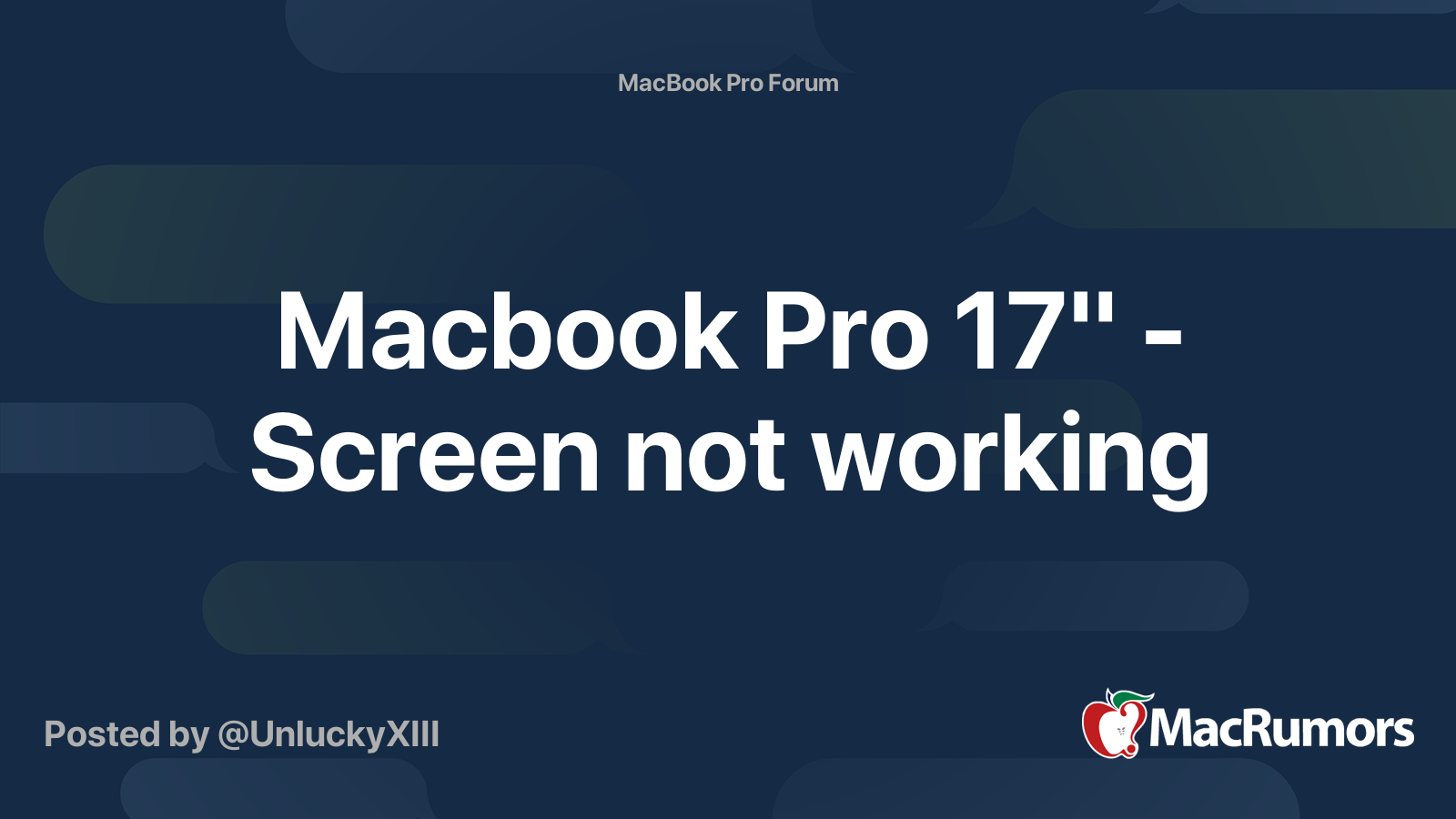 Macbook Pro 17" Screen not working MacRumors Forums