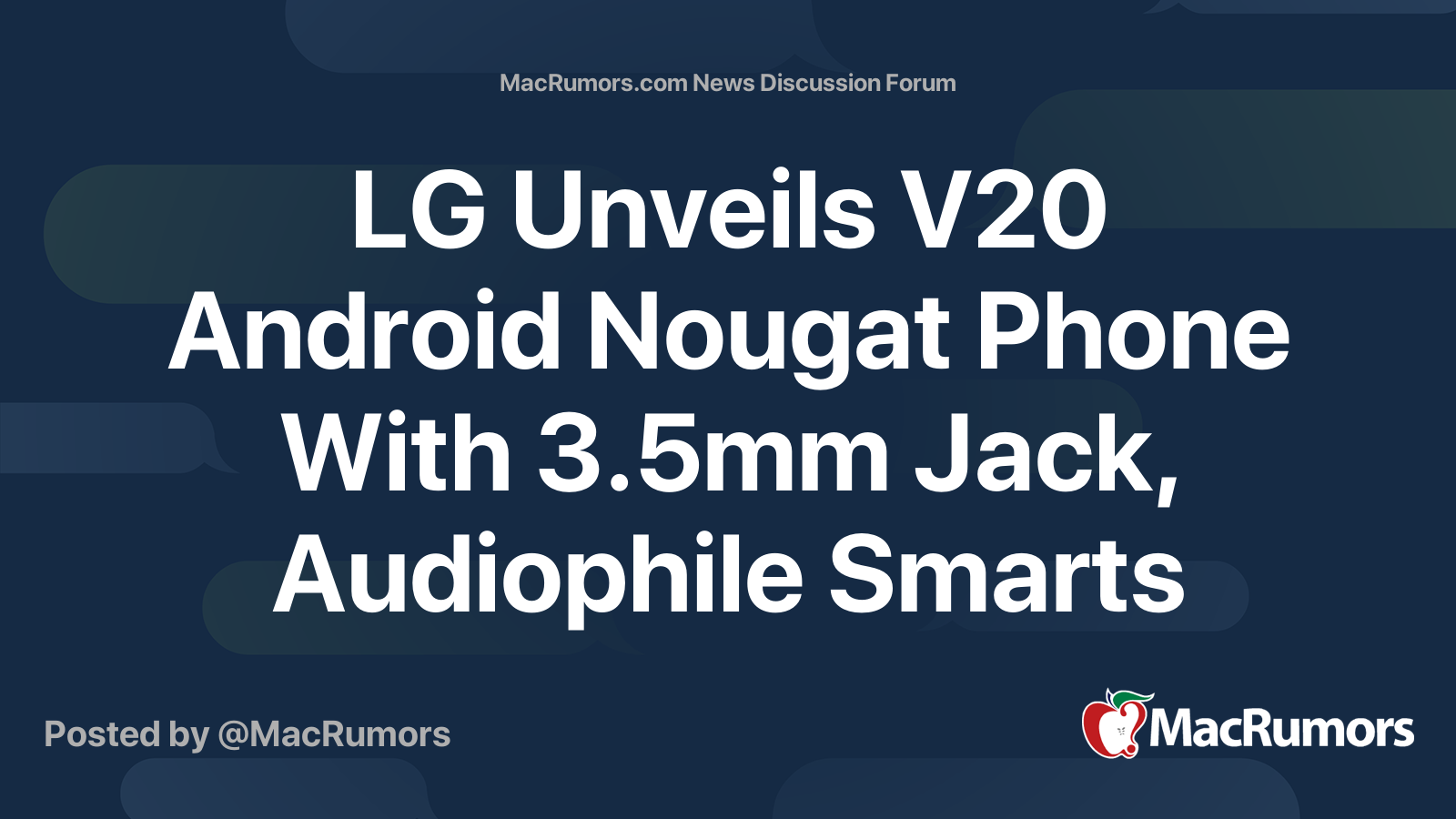 LG Unveils V20 Android Nougat Phone With 3.5mm Jack, Audiophile Smarts ...