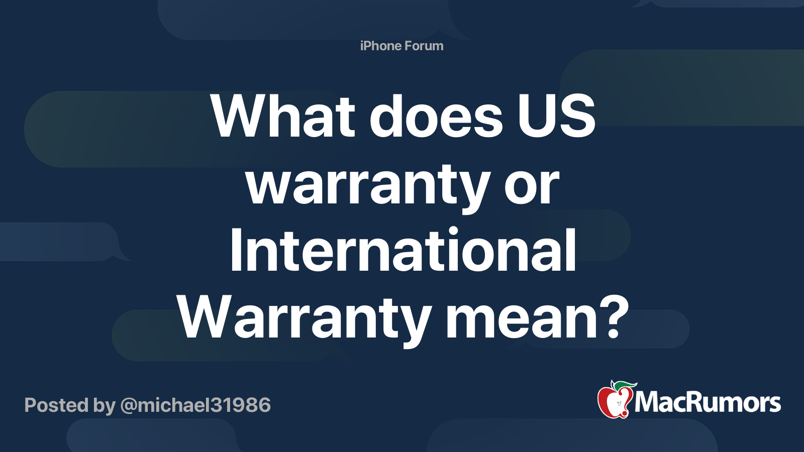 What does US warranty or International Warranty mean? MacRumors Forums