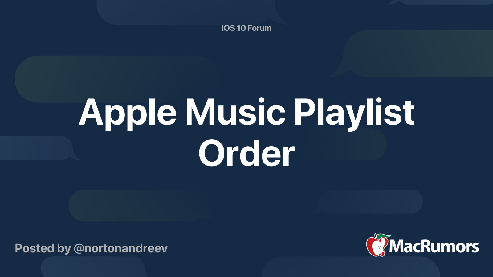Apple Music Playlist Order MacRumors Forums