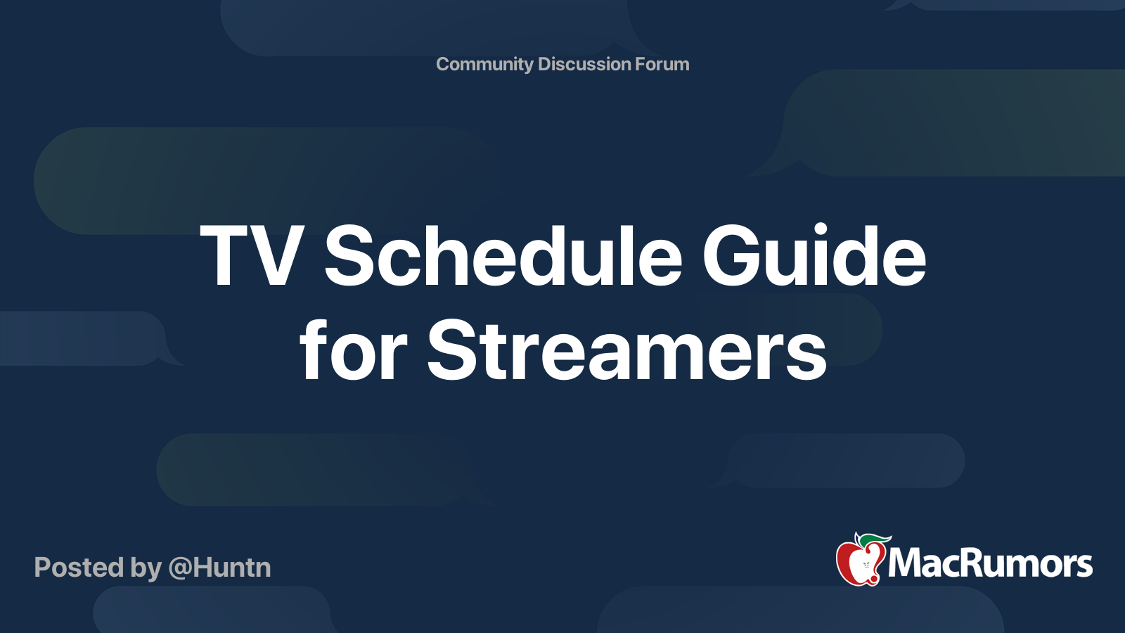 TV Schedule Guide for Streamers | MacRumors Forums