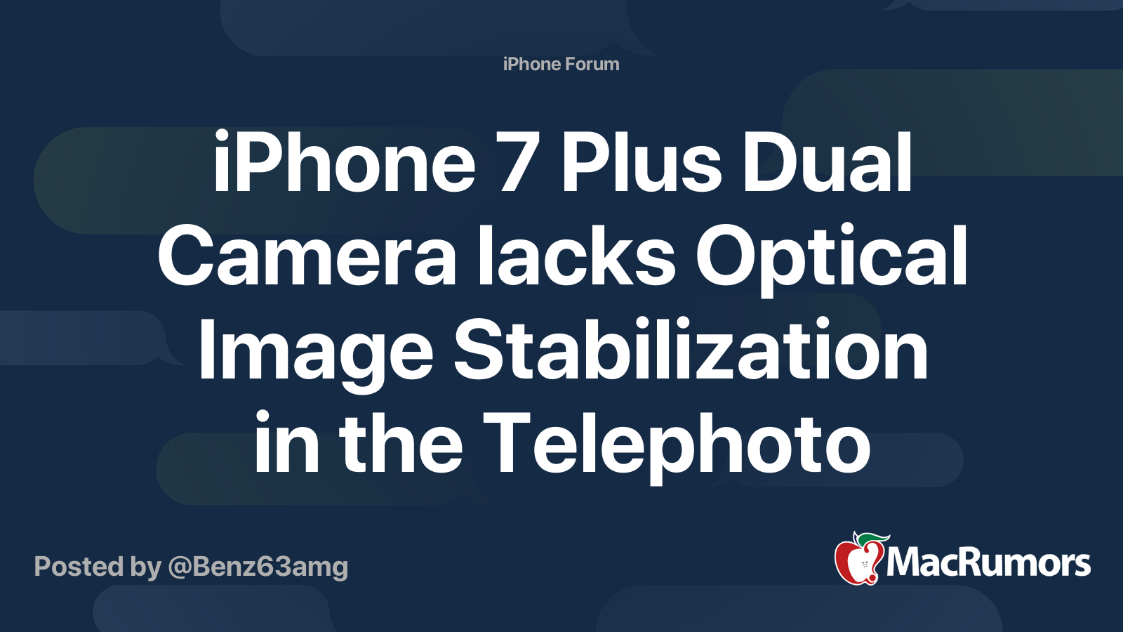 iPhone 7 Plus Dual Camera lacks Optical Image Stabilization in the Telephoto Lens [MERGED