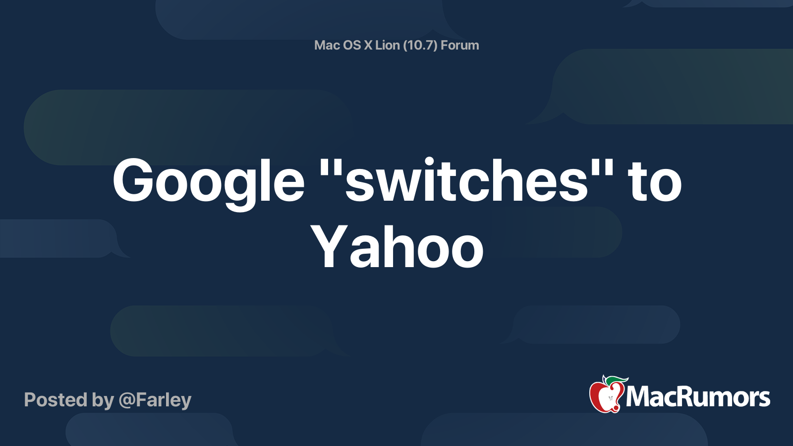 Google switches to yahoo macrumors forums