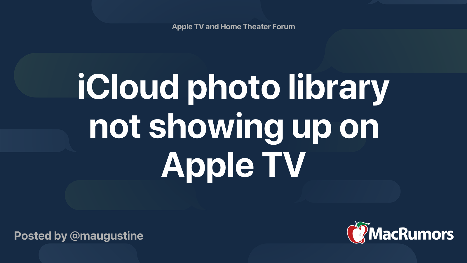 iCloud photo library not showing up on Apple TV MacRumors Forums