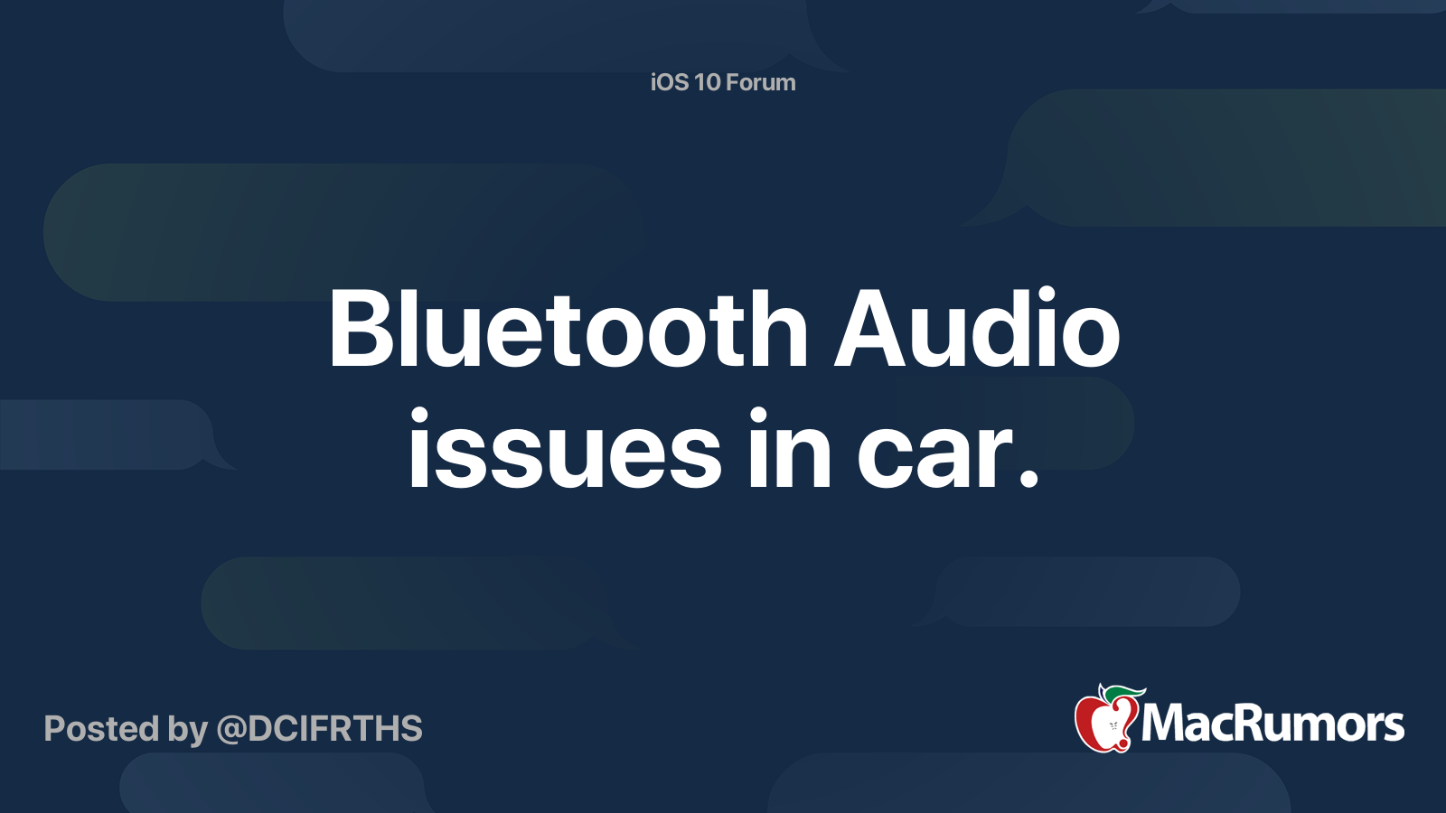 Bluetooth Audio issues in car. MacRumors Forums