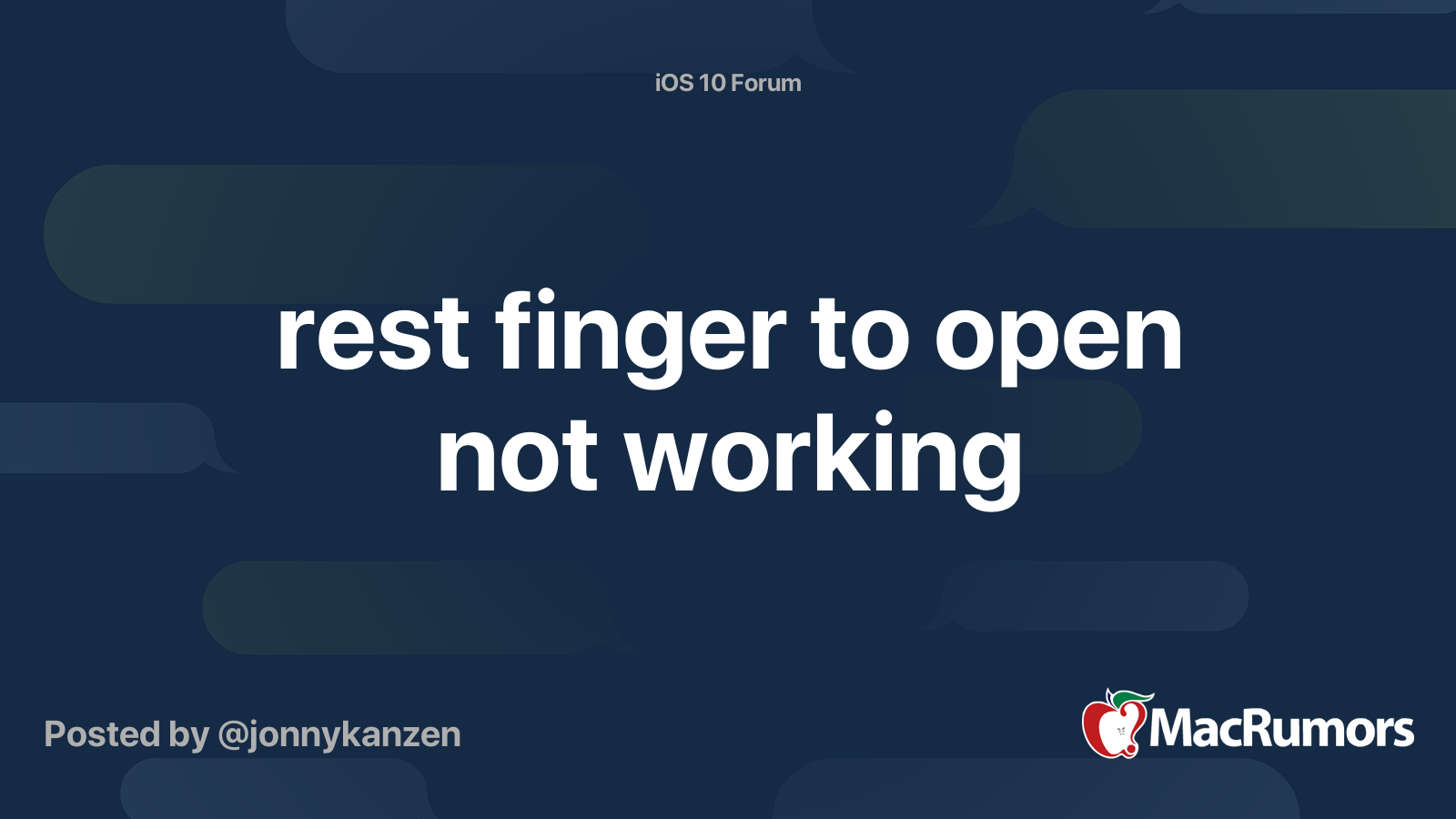 rest finger to open not working | MacRumors Forums