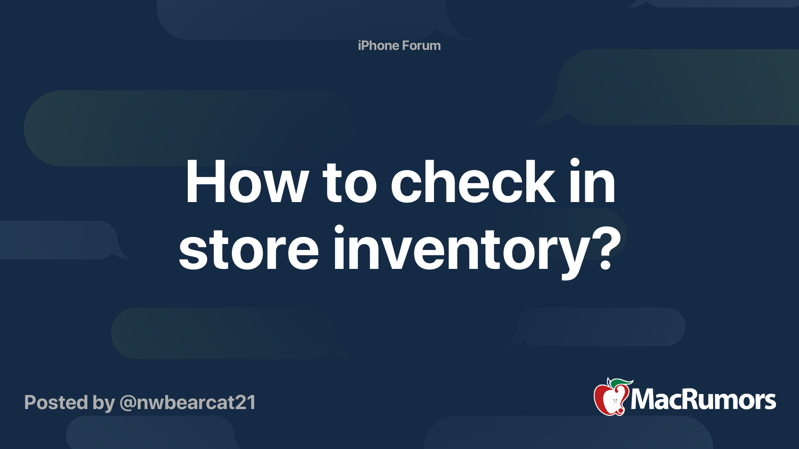 How to check in store inventory? | MacRumors Forums