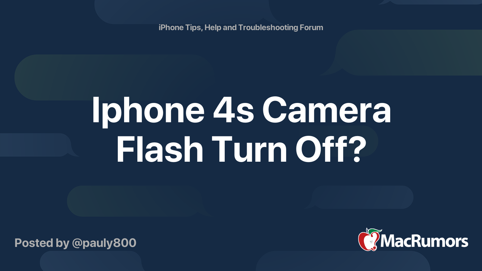 Iphone 4s Camera Flash Turn Off? MacRumors Forums
