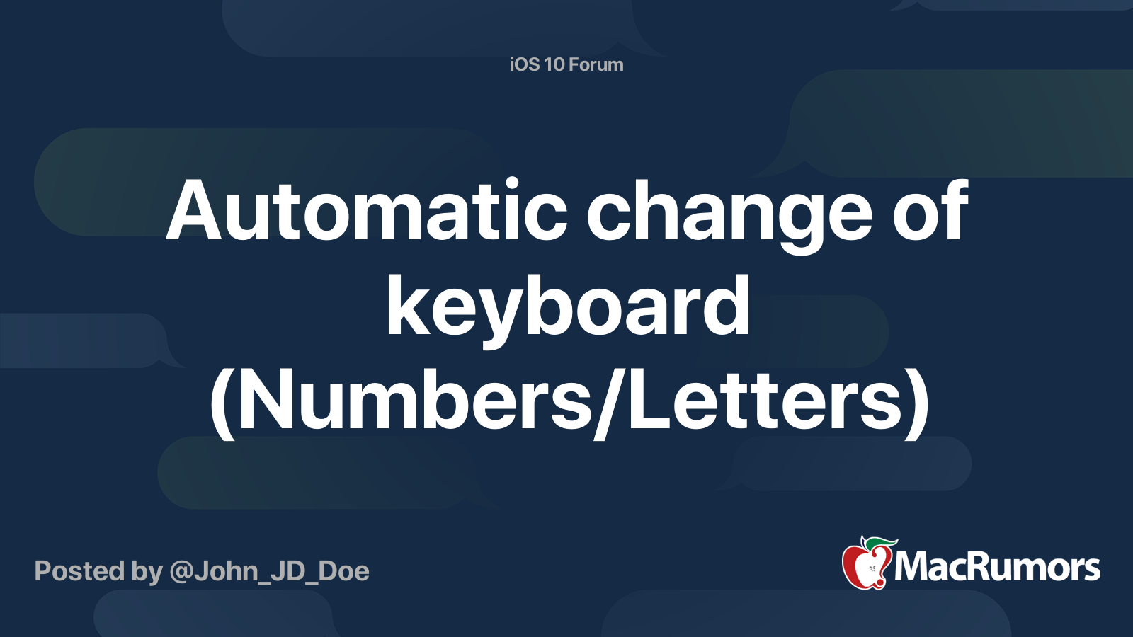 Automatic change of keyboard (Numbers/Letters) MacRumors Forums