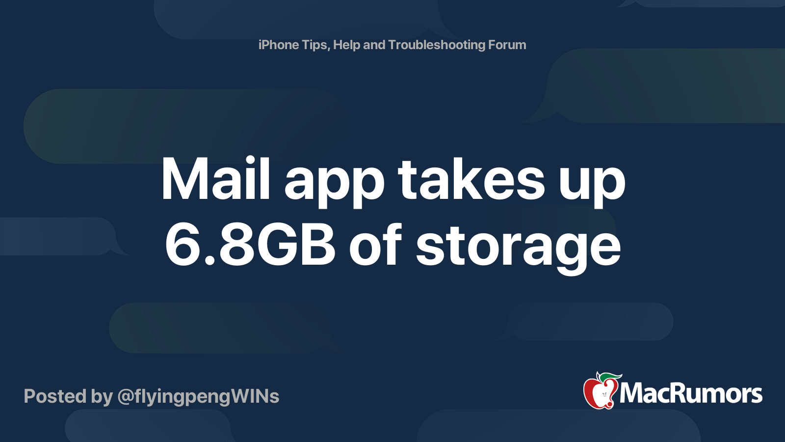 Mail app takes up 6.8GB of storage MacRumors Forums