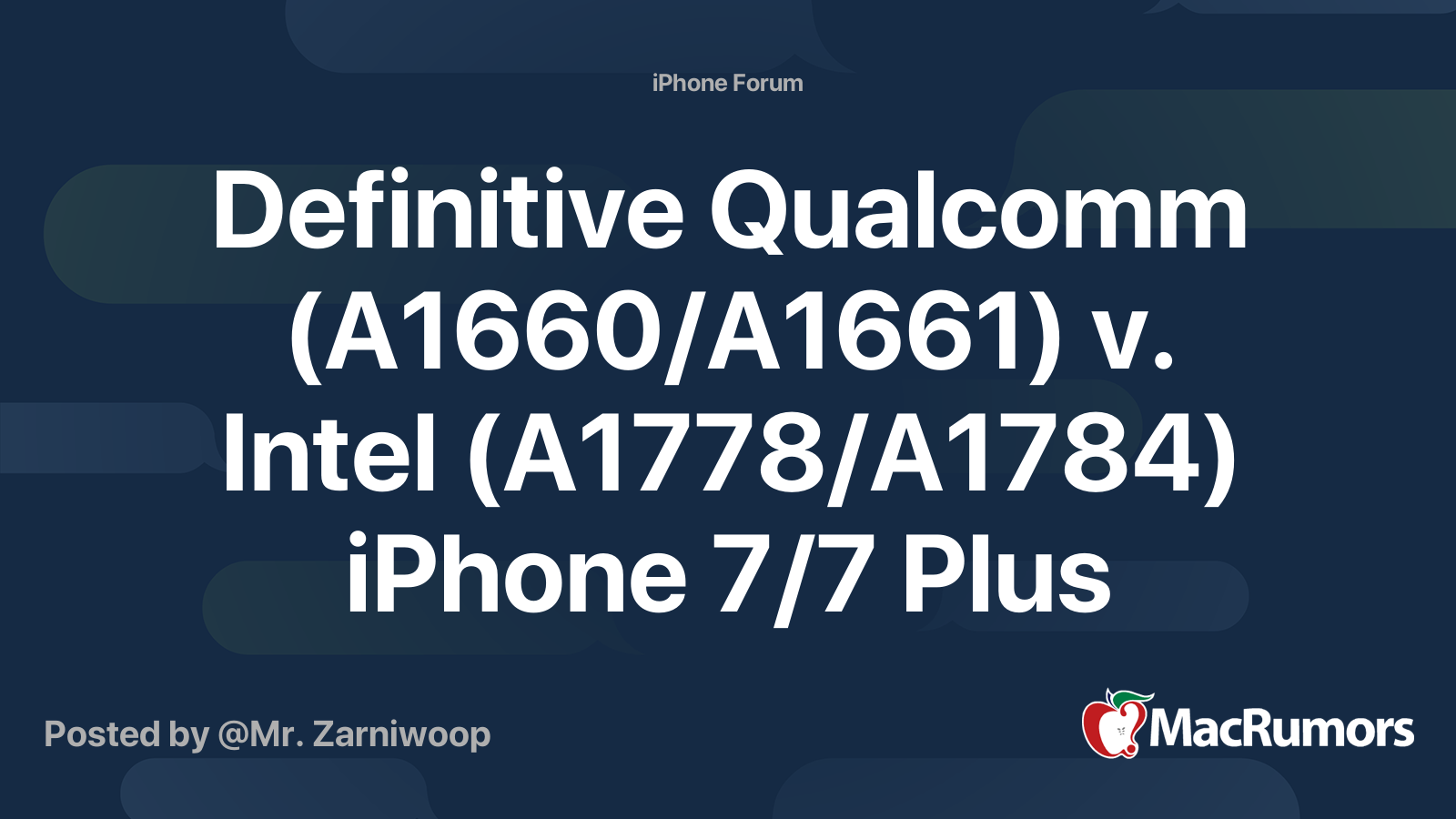 Definitive Qualcomm A1660 A1661 V Intel A1778 A1784 Iphone 7 7 Plus Thread Macrumors Forums