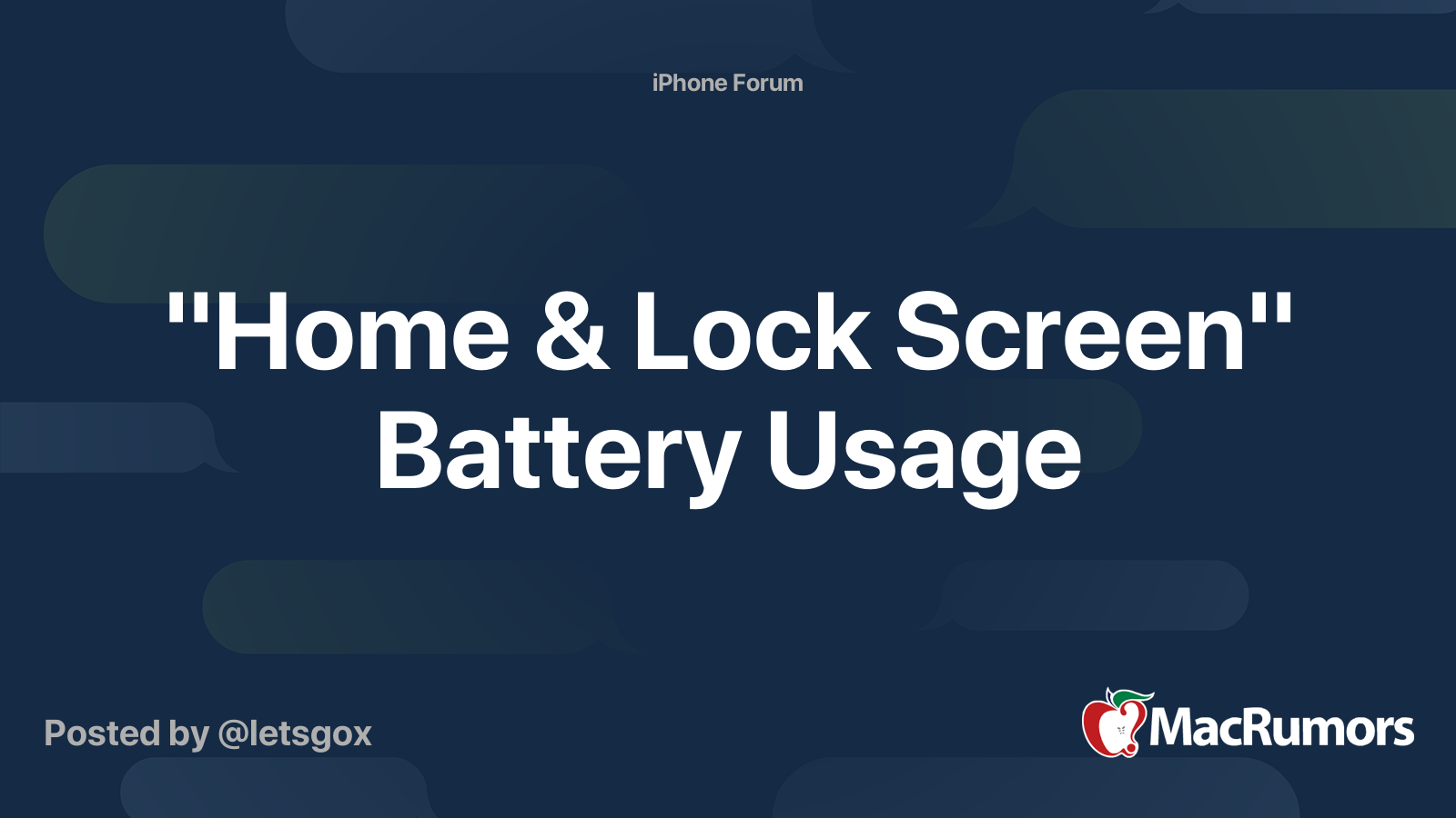 "Home & Lock Screen" Battery Usage | MacRumors Forums