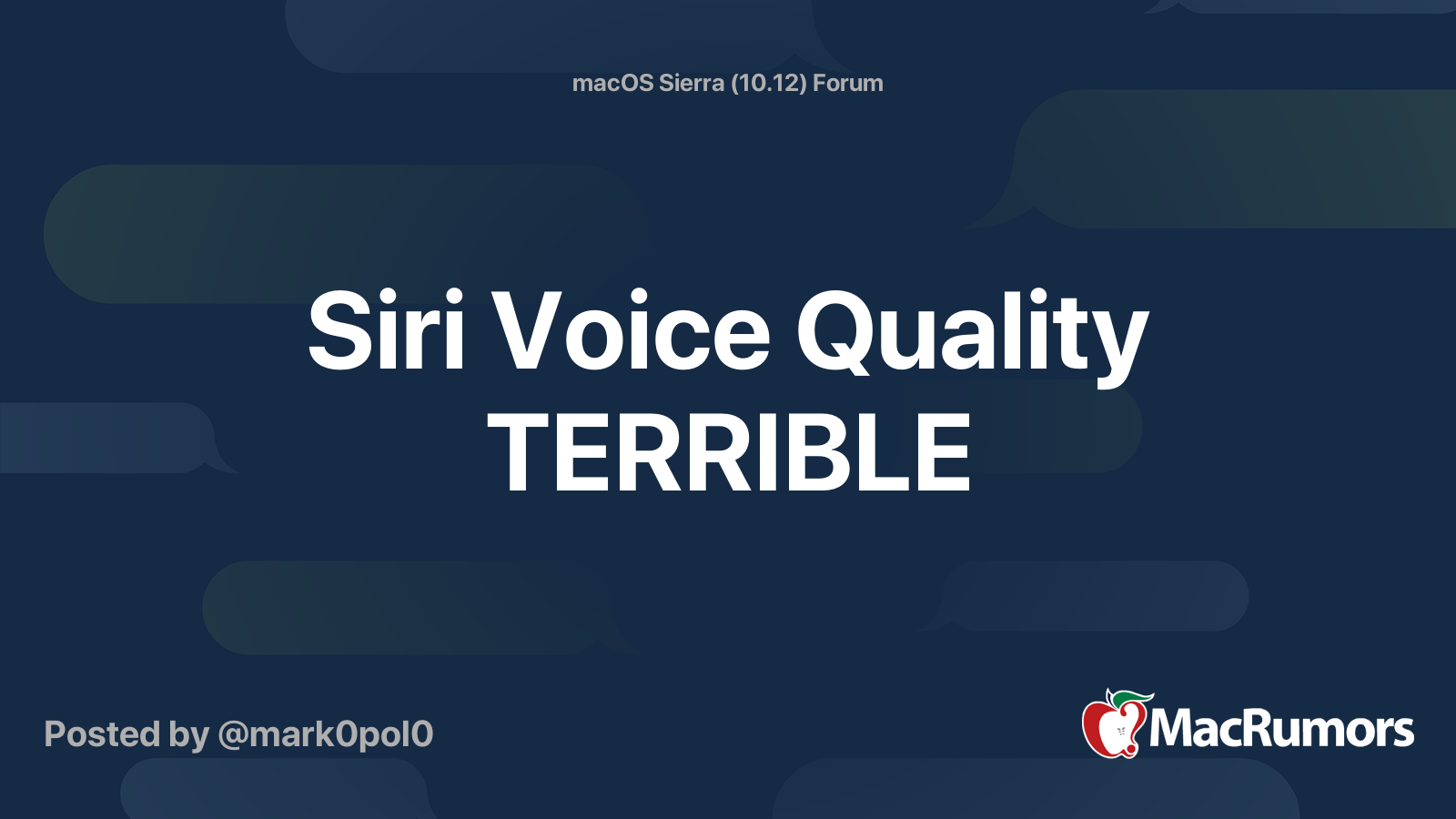 Siri Voice Quality TERRIBLE MacRumors Forums