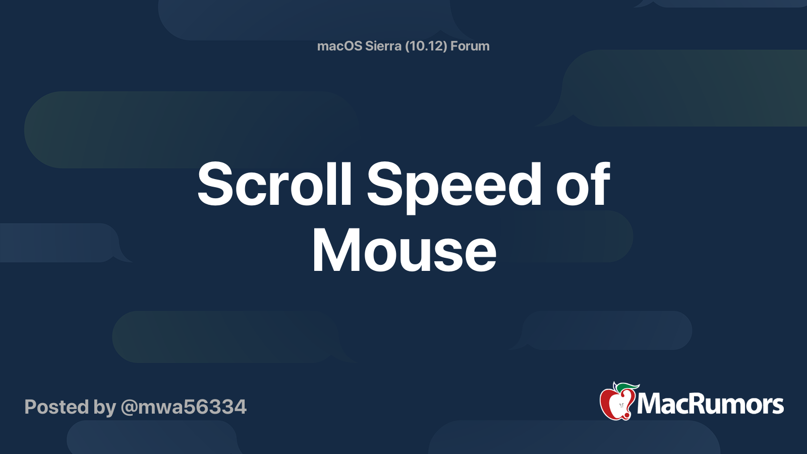 Scroll Speed of Mouse MacRumors Forums