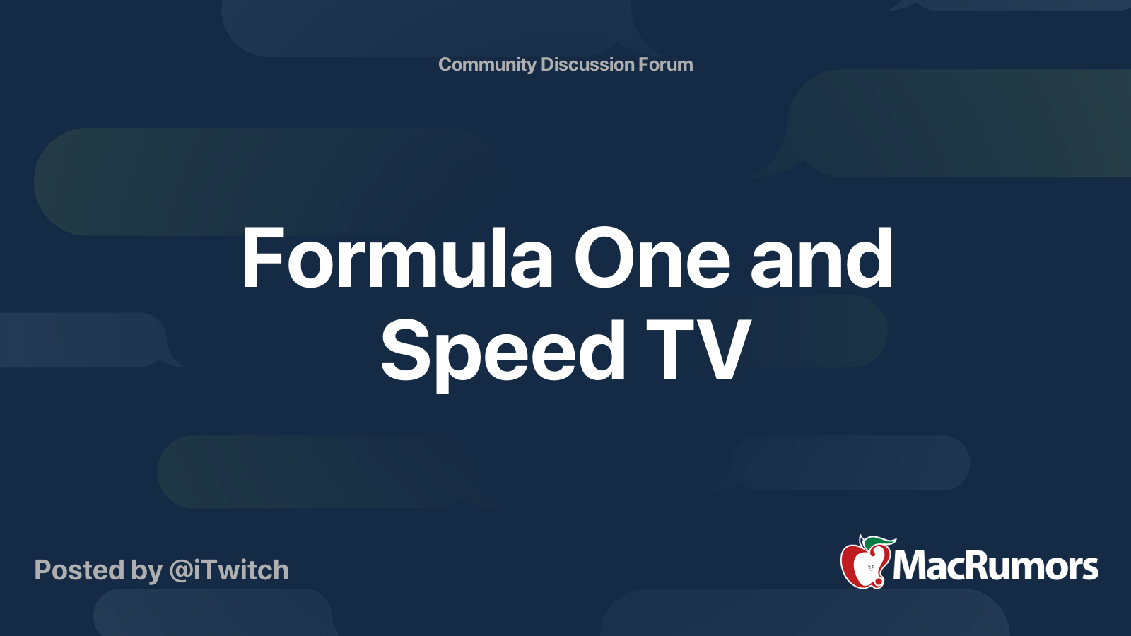 Formula One and Speed TV MacRumors Forums