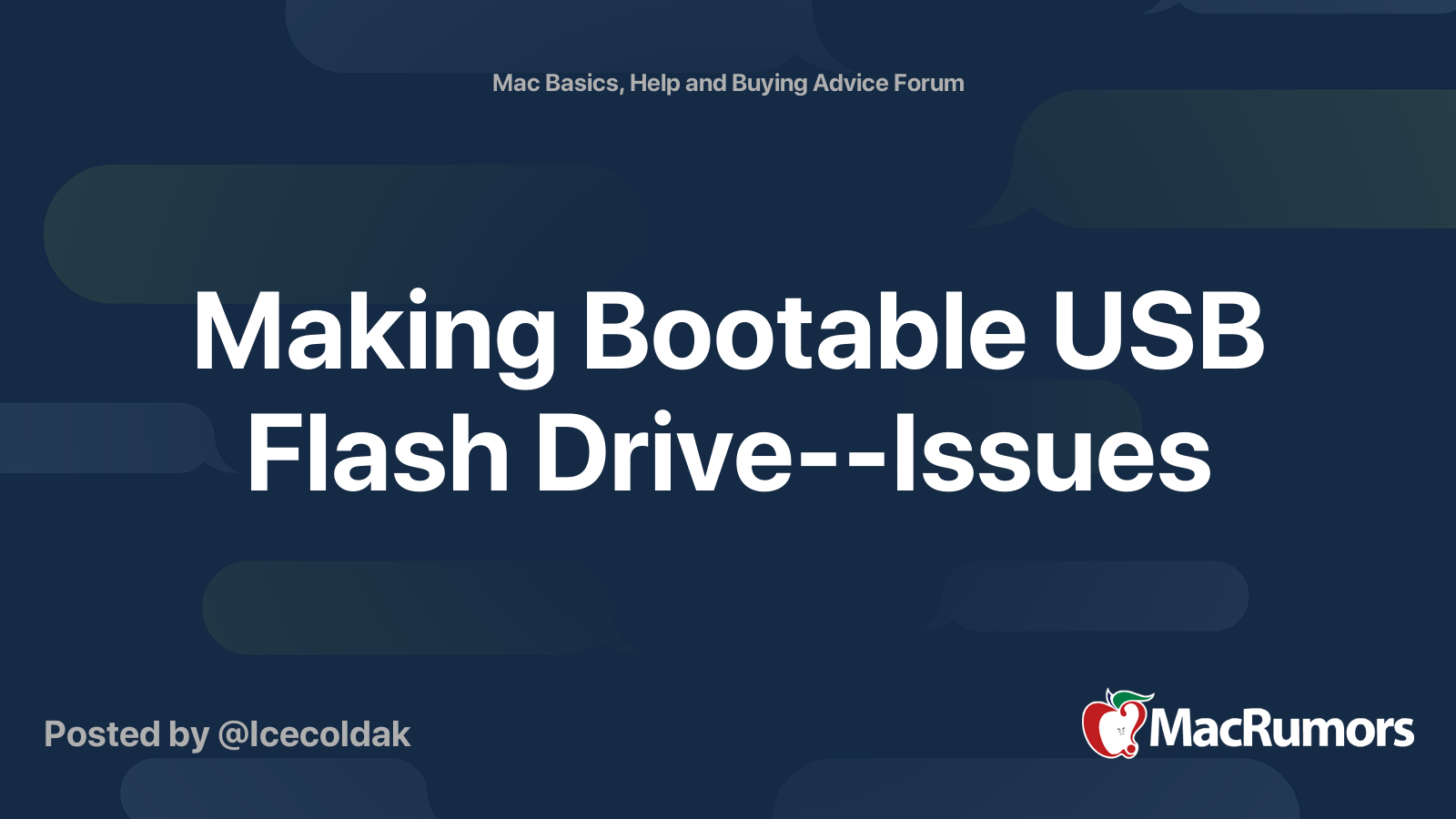 Making Bootable USB Flash DriveIssues MacRumors Forums