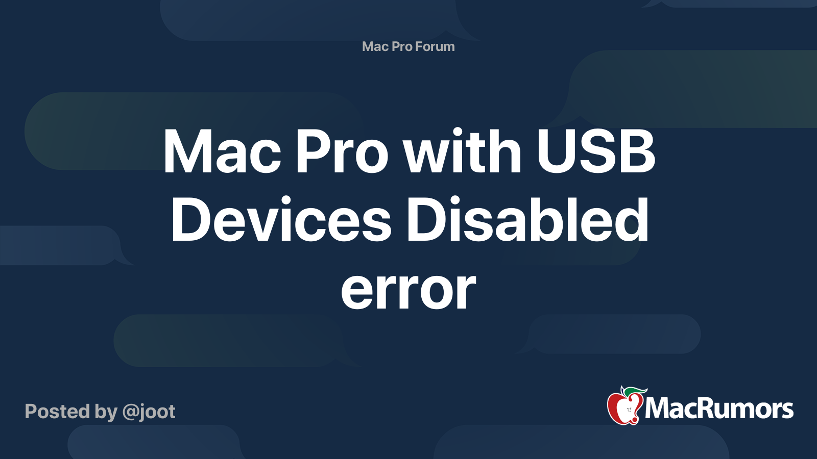 Mac Pro with USB Devices Disabled error MacRumors Forums