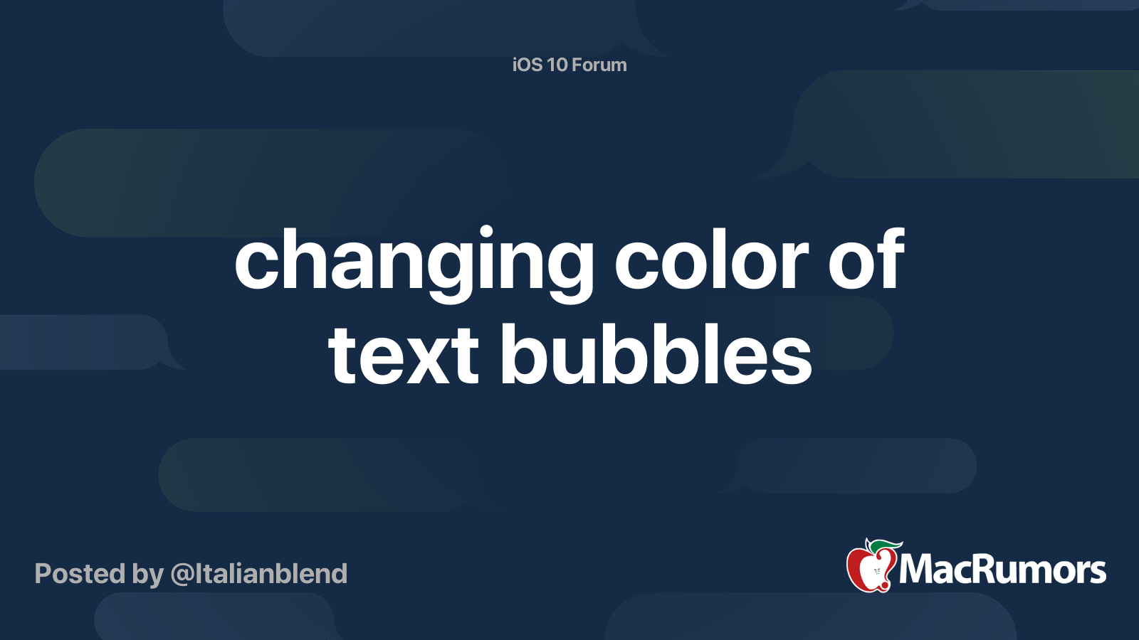 changing color of text bubbles | MacRumors Forums