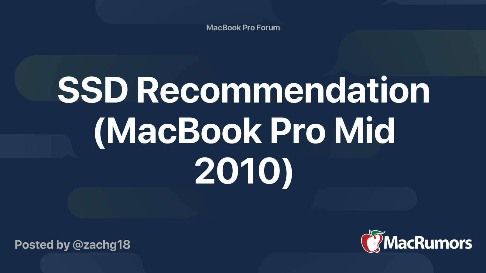 Kommentér panel Udvikle SSD Recommendation (MacBook Pro Mid 2010) | MacRumors Forums