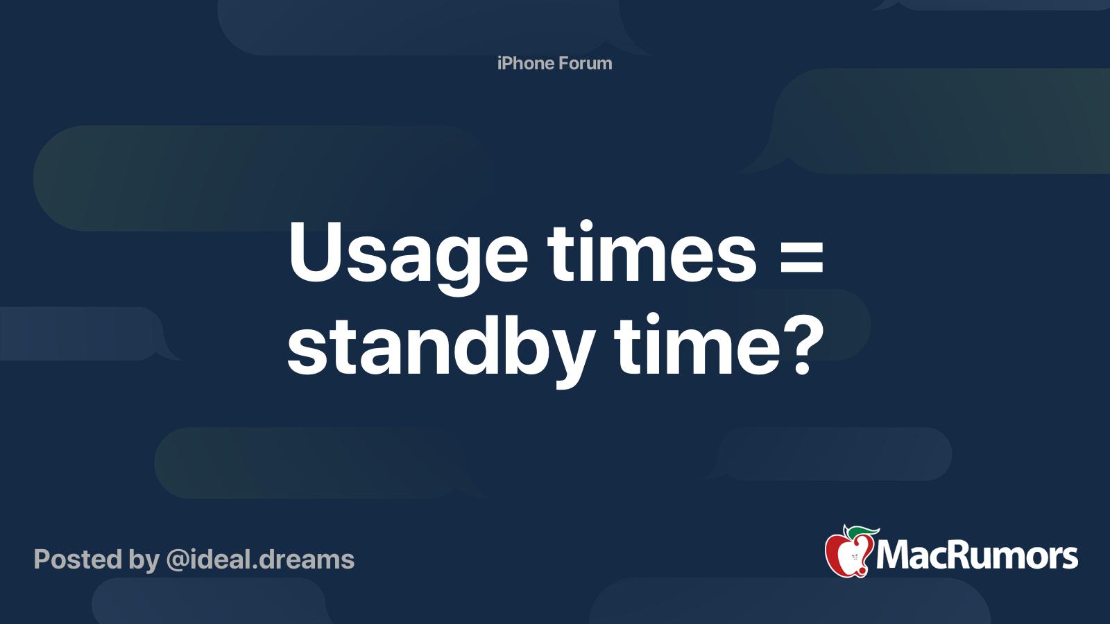 Usage times = standby time? MacRumors Forums