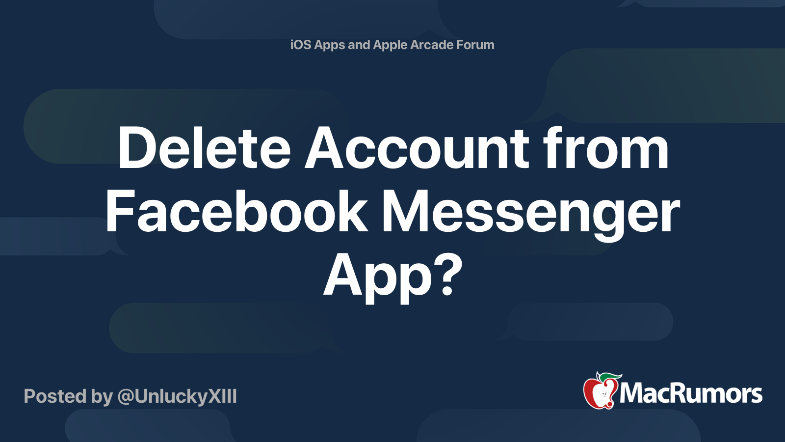 Delete Account from Facebook Messenger App?  MacRumors Forums