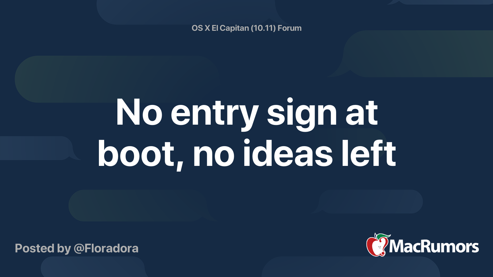 No entry sign at boot, no ideas left | MacRumors Forums